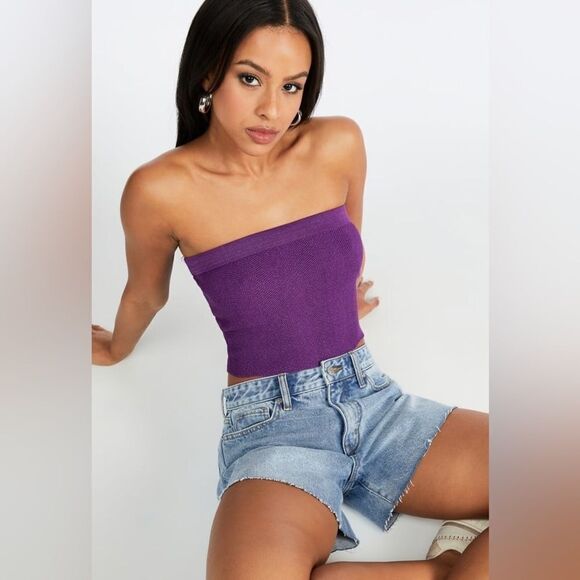 Lurex Rib Bandeau Top XL - Picture 1 of 7